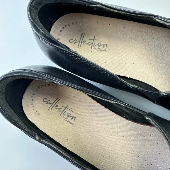 Clarks slip on shoe Womens Size 8.5 comfort black Everyday Comfort Low heel - Picture 4 of 14